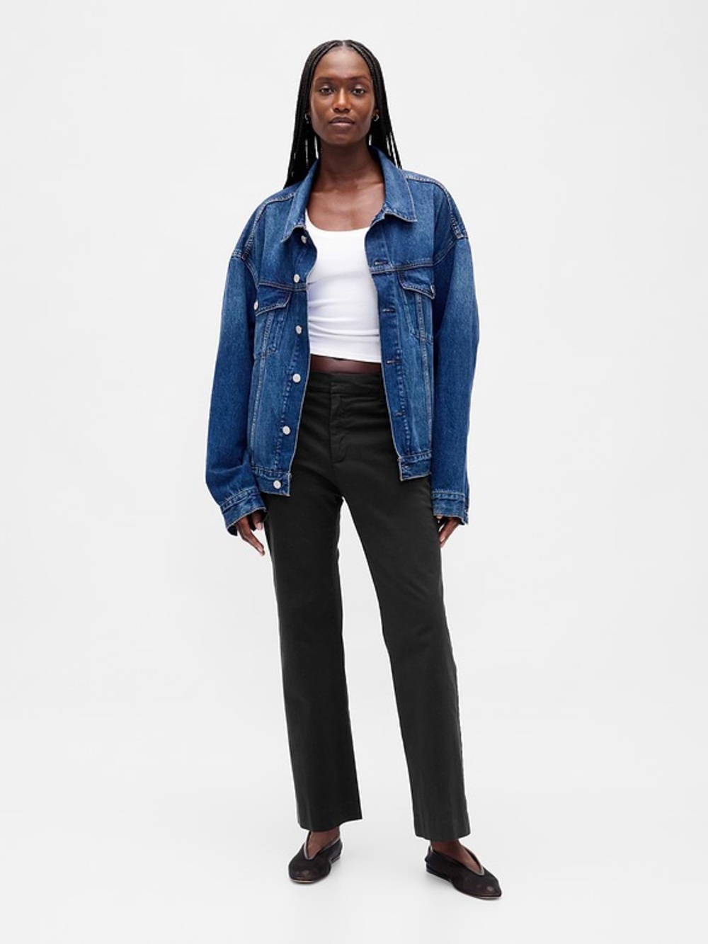 GAP Girlfriend Khaki Women's Black Straight Leg Trousers - Size 12
